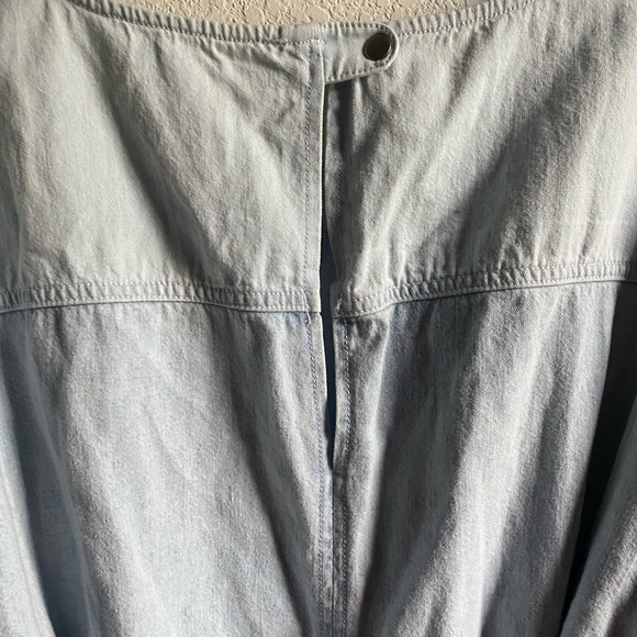 Free People Ora Denim Mini Stylish Two Toned Light Blue Belted Mini Dress Sz L - Picture 16 of 16